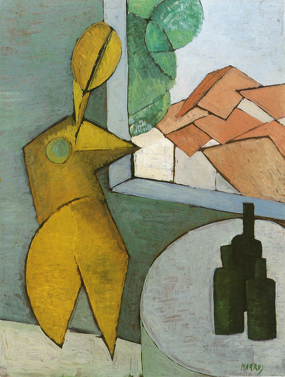 Βασίλης Μάρρος–Μαυρατζάς (1897-1954), «Φιγούρα με νεκρή φύση», 1940-1948. Λάδι σε χαρτόνι, 68,5 × 53 εκ. Ιδιωτική Συλλογή, Αθήνα